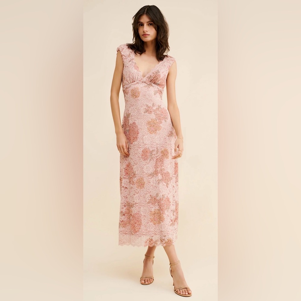 Free People Floral Lace Butterfly Babe Maxi Dress Pink Size Small